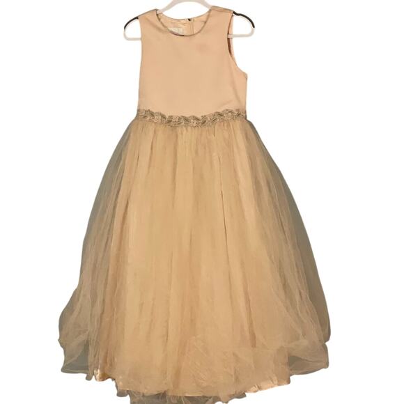VTG Jessica McClintock Satin Tulle Dress, Embroidered, Flower Girl Dress, 10 - Picture 1 of 14